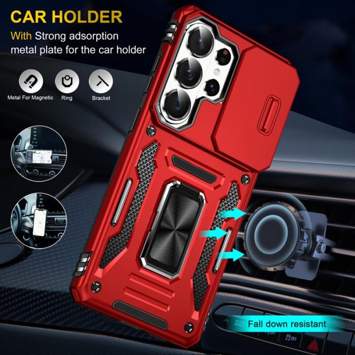 OEM - Mobilskal för Samsung Galaxy S26 Ultra Kickstand PC + TPU - Röd