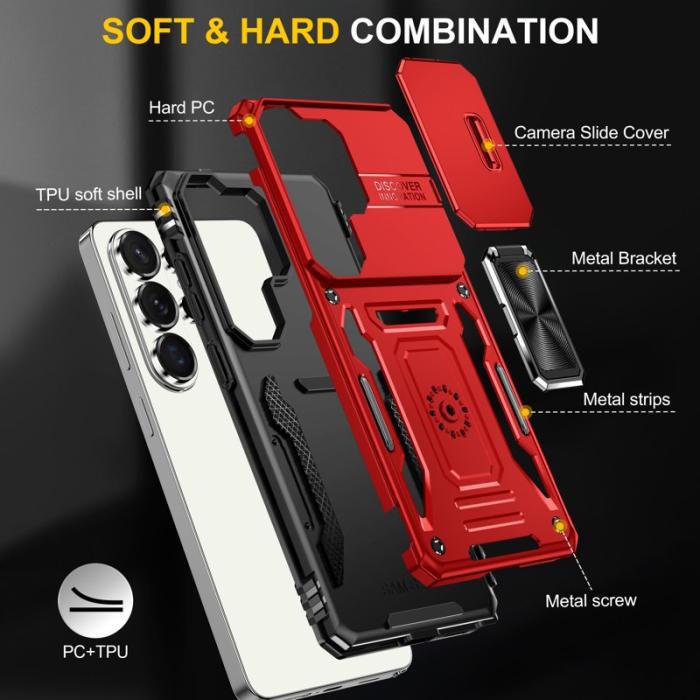 OEM - Mobilskal för Samsung Galaxy S26 Ultra Kickstand PC + TPU - Röd