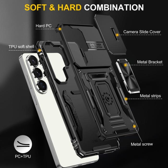 OEM - Mobilskal för Samsung Galaxy S26 Ultra Kickstand PC + TPU - Svart