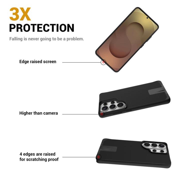 OEM - Mobilskal för Samsung Galaxy S26 Ultra Kickstand PC + TPU - Svart