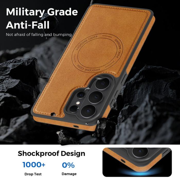 OEM - Mobilskal för Samsung Galaxy S26 Ultra Magnetiskt Konstläder - Brun