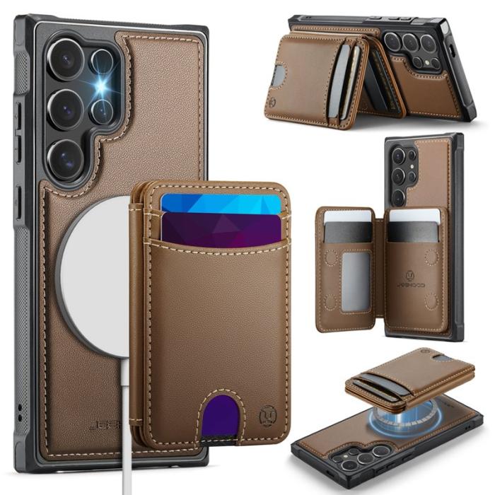 JEEHOOD - JEEHOOD Mobilskal för Samsung Galaxy S26 Ultra Magnetiskt Konstläder - Brun