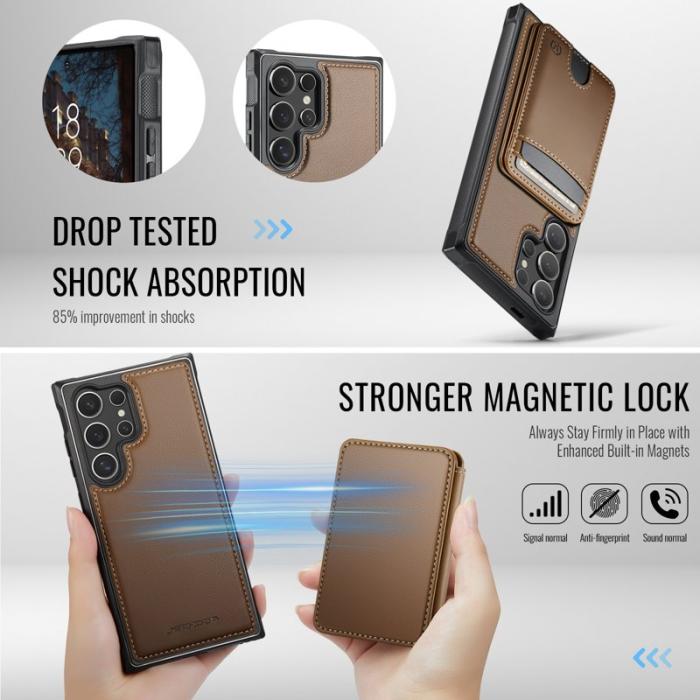 JEEHOOD - JEEHOOD Mobilskal för Samsung Galaxy S26 Ultra Magnetiskt Konstläder - Brun