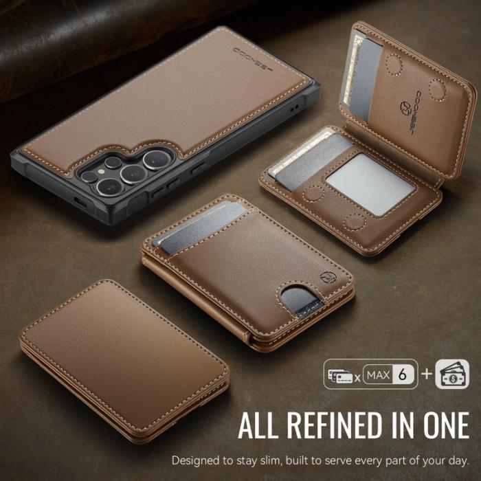 JEEHOOD - JEEHOOD Mobilskal för Samsung Galaxy S26 Ultra Magnetiskt Konstläder - Brun