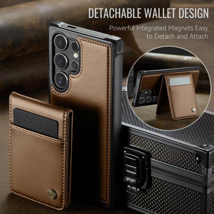 JEEHOOD - JEEHOOD Mobilskal för Samsung Galaxy S26 Ultra Magnetiskt Konstläder - Brun