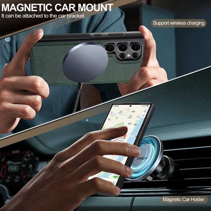 LC.imeeke - LC.IMEEKE Mobilskal för Samsung Galaxy S26 Ultra Magnetiskt Konstläder - Grön