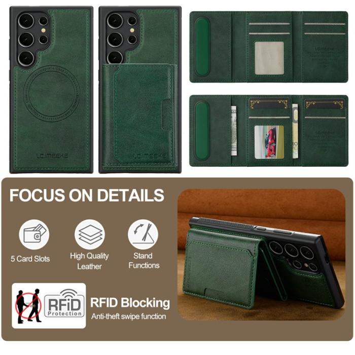 LC.imeeke - LC.IMEEKE Mobilskal för Samsung Galaxy S26 Ultra Magnetiskt Konstläder - Grön