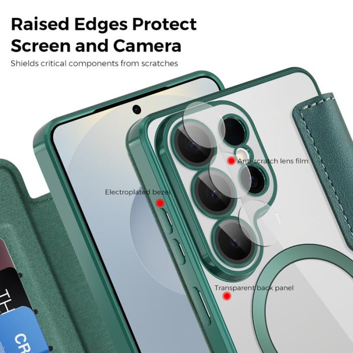 OEM - Mobilskal för Samsung Galaxy S26 Ultra Magnetiskt Konstläder - Mörkgrön