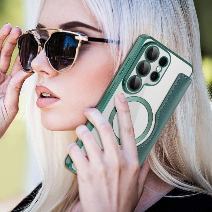 OEM - Mobilskal för Samsung Galaxy S26 Ultra Magnetiskt Konstläder - Mörkgrön