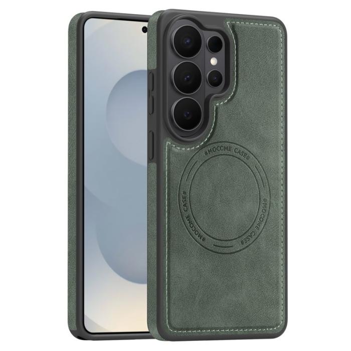 OEM - Mobilskal för Samsung Galaxy S26 Ultra Magnetiskt Konstläder - Mörkgrön