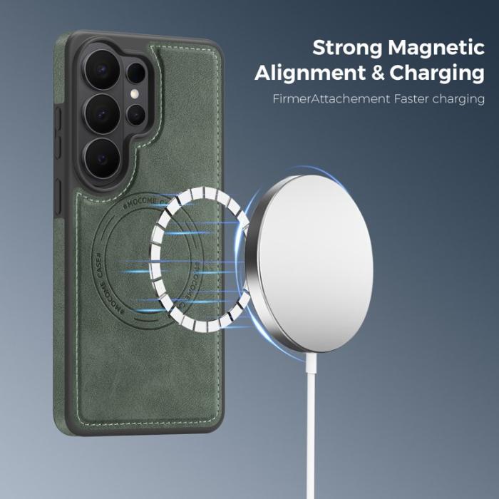 OEM - Mobilskal för Samsung Galaxy S26 Ultra Magnetiskt Konstläder - Mörkgrön
