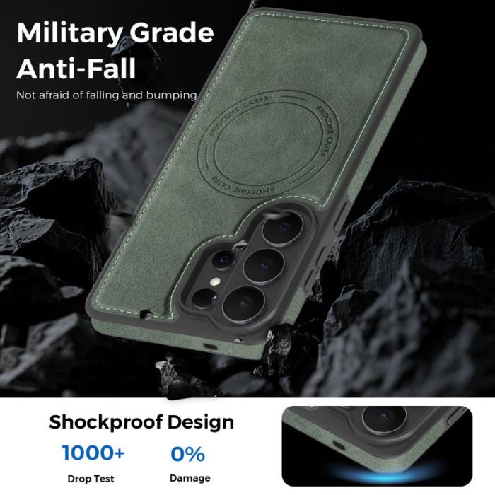 OEM - Mobilskal för Samsung Galaxy S26 Ultra Magnetiskt Konstläder - Mörkgrön