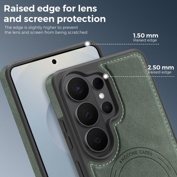 OEM - Mobilskal för Samsung Galaxy S26 Ultra Magnetiskt Konstläder - Mörkgrön