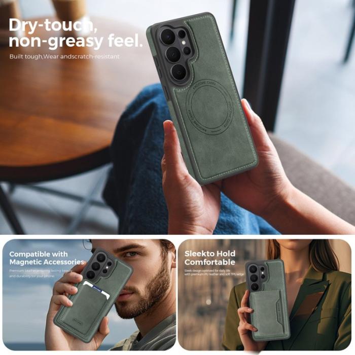 OEM - Mobilskal för Samsung Galaxy S26 Ultra Magnetiskt Konstläder - Mörkgrön