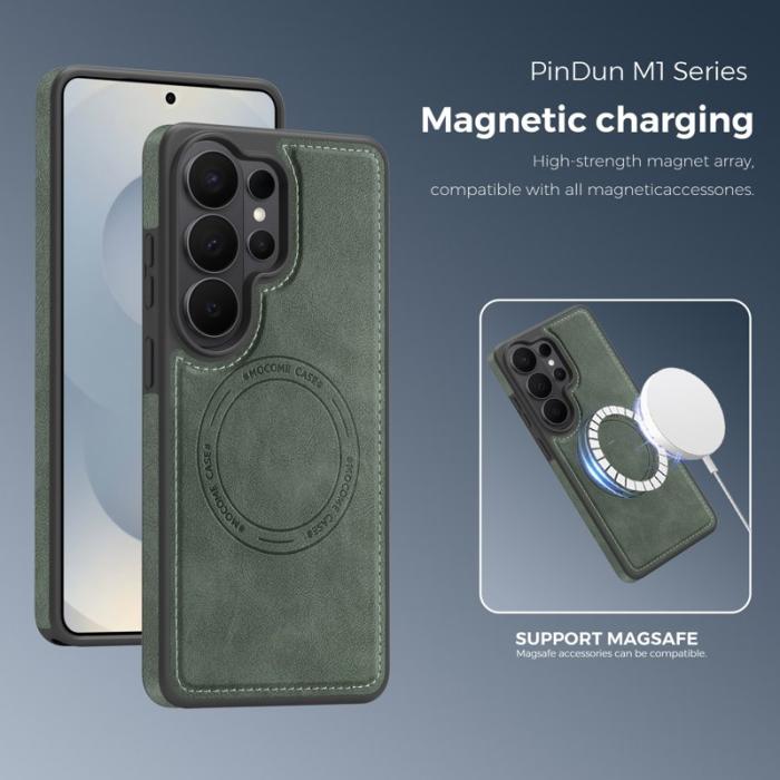 OEM - Mobilskal för Samsung Galaxy S26 Ultra Magnetiskt Konstläder - Mörkgrön