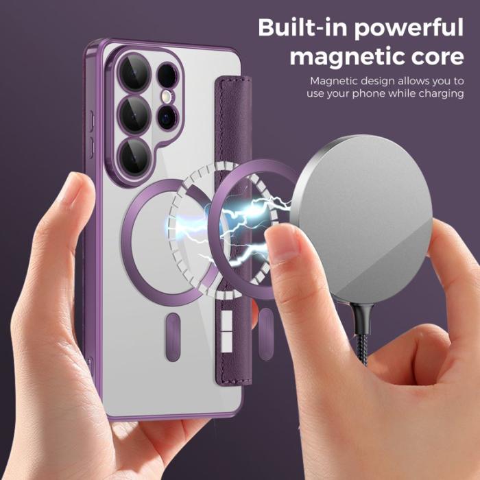 OEM - Mobilskal för Samsung Galaxy S26 Ultra Magnetiskt Konstläder - Mörklila