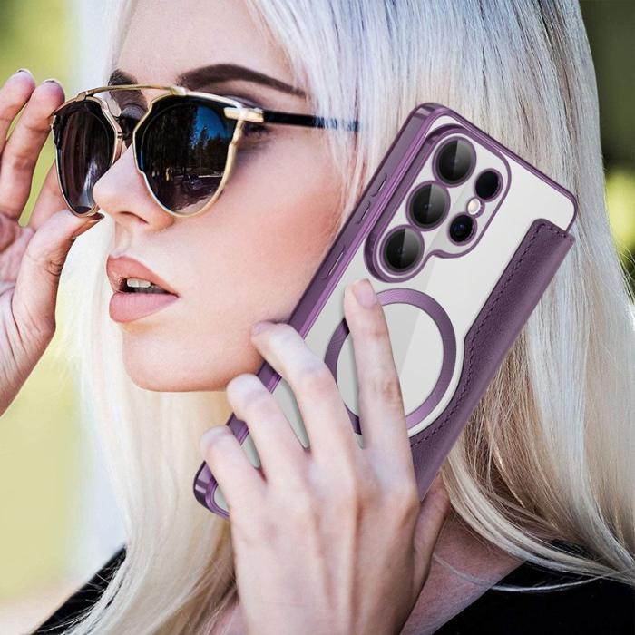 OEM - Mobilskal för Samsung Galaxy S26 Ultra Magnetiskt Konstläder - Mörklila