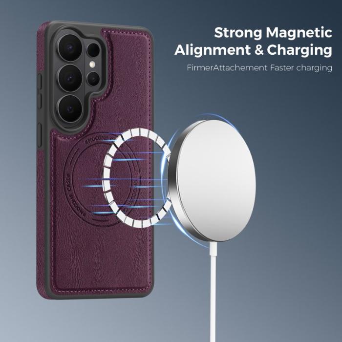 OEM - Mobilskal för Samsung Galaxy S26 Ultra Magnetiskt Konstläder - Mörklila