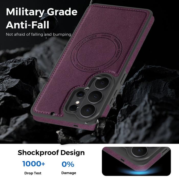 OEM - Mobilskal för Samsung Galaxy S26 Ultra Magnetiskt Konstläder - Mörklila