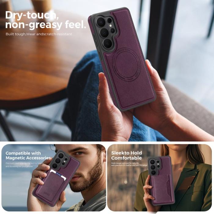 OEM - Mobilskal för Samsung Galaxy S26 Ultra Magnetiskt Konstläder - Mörklila