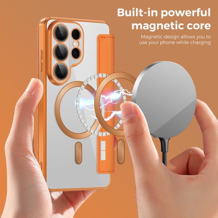 OEM - Mobilskal för Samsung Galaxy S26 Ultra Magnetiskt Konstläder - Orange