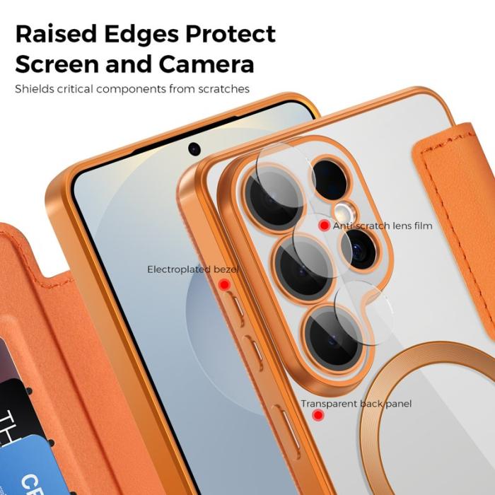 OEM - Mobilskal för Samsung Galaxy S26 Ultra Magnetiskt Konstläder - Orange