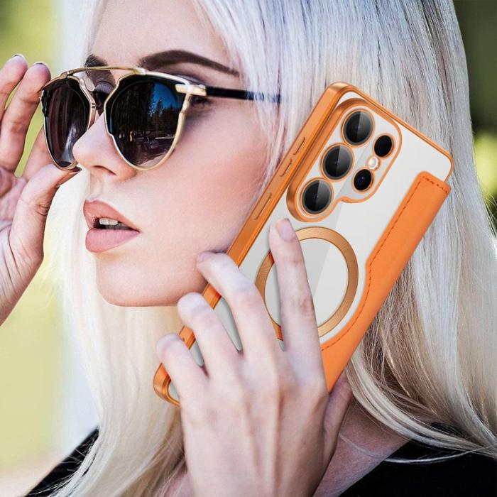 OEM - Mobilskal för Samsung Galaxy S26 Ultra Magnetiskt Konstläder - Orange