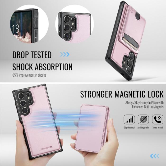 JEEHOOD - JEEHOOD Mobilskal för Samsung Galaxy S26 Ultra Magnetiskt Konstläder - Rosa
