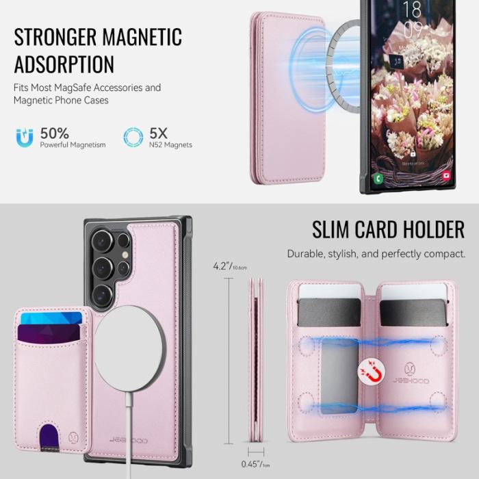 JEEHOOD - JEEHOOD Mobilskal för Samsung Galaxy S26 Ultra Magnetiskt Konstläder - Rosa