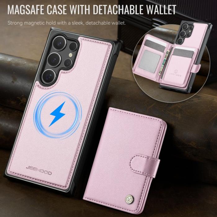 JEEHOOD - JEEHOOD Mobilskal för Samsung Galaxy S26 Ultra Magnetiskt Konstläder - Rosa