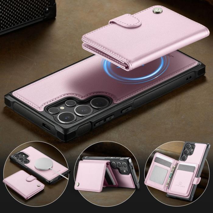 JEEHOOD - JEEHOOD Mobilskal för Samsung Galaxy S26 Ultra Magnetiskt Konstläder - Rosa