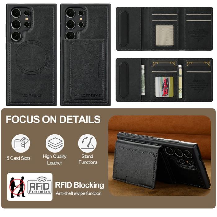 LC.imeeke - LC.IMEEKE Mobilskal för Samsung Galaxy S26 Ultra Magnetiskt Konstläder - Svart