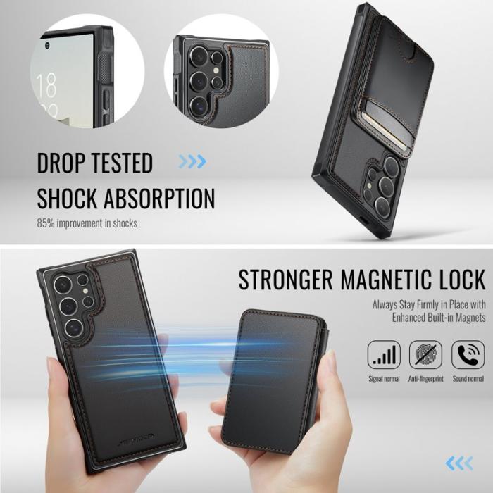 JEEHOOD - JEEHOOD Mobilskal för Samsung Galaxy S26 Ultra Magnetiskt Konstläder - Svart