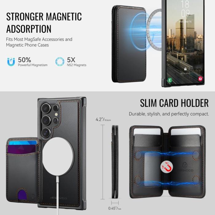 JEEHOOD - JEEHOOD Mobilskal för Samsung Galaxy S26 Ultra Magnetiskt Konstläder - Svart