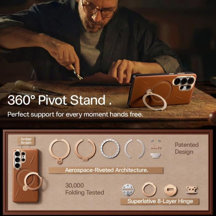Torras - Torras Mobilskal för Samsung Galaxy S26 Ultra Magnetiskt Kickstand - Brun