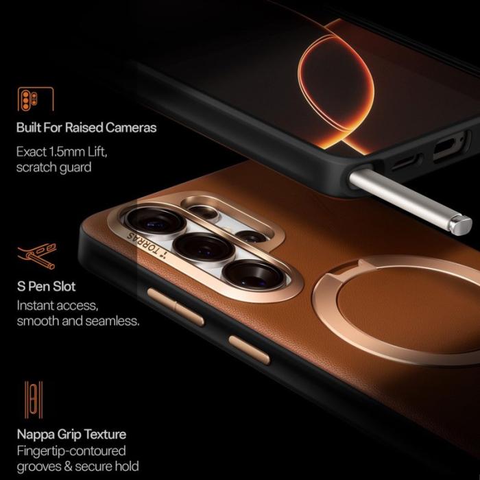Torras - Torras Mobilskal för Samsung Galaxy S26 Ultra Magnetiskt Kickstand - Brun