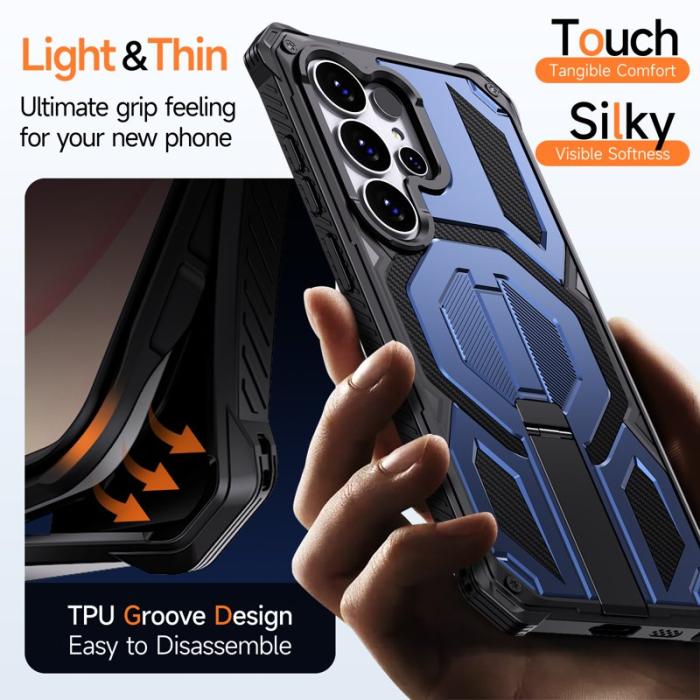 OEM - Mobilskal för Samsung Galaxy S26 Ultra Magnetiskt Kickstand PC + TPU - Blå