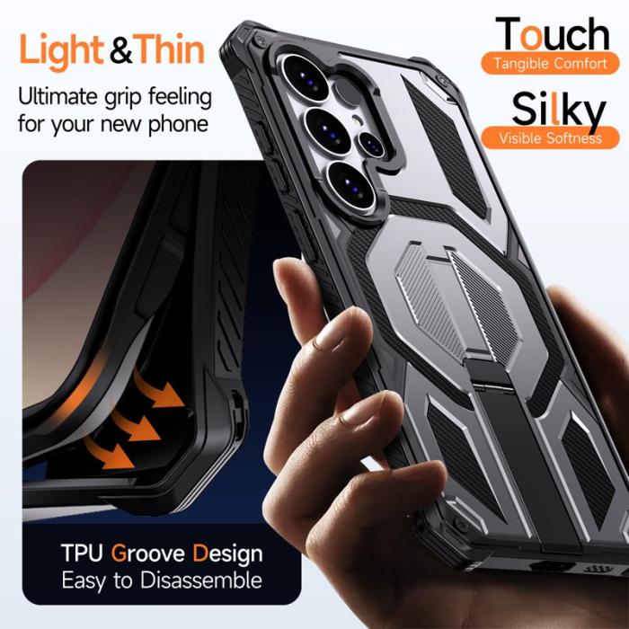 OEM - Mobilskal för Samsung Galaxy S26 Ultra Magnetiskt Kickstand PC + TPU - Grå