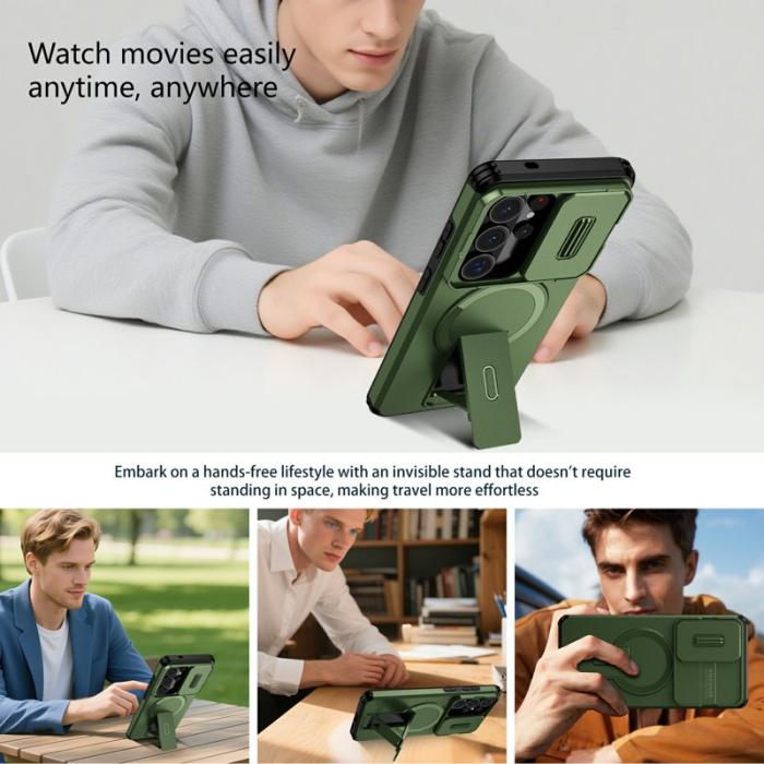 OEM - Mobilskal för Samsung Galaxy S26 Ultra Magnetiskt Kickstand PC + TPU - Grön
