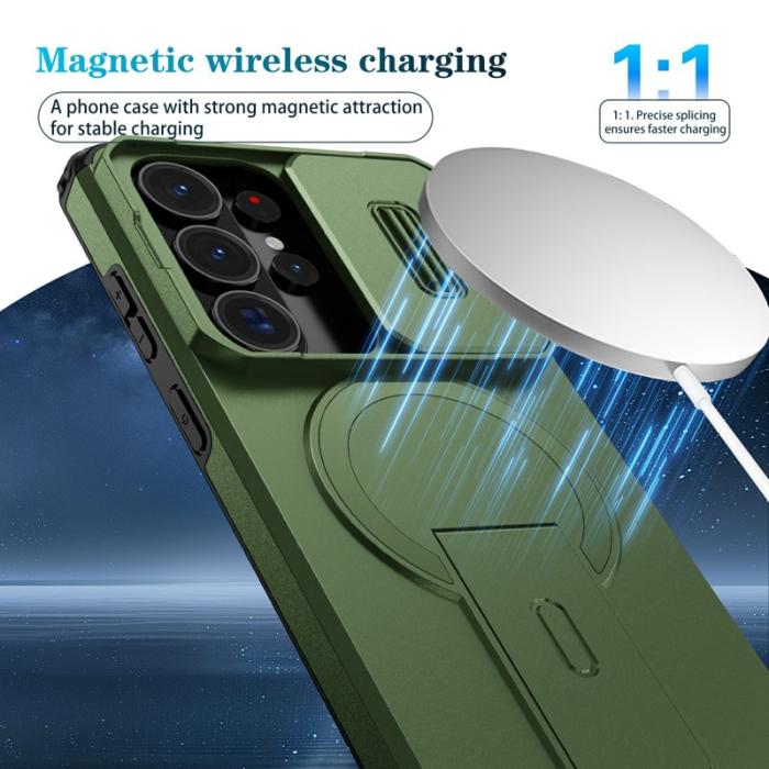 OEM - Mobilskal för Samsung Galaxy S26 Ultra Magnetiskt Kickstand PC + TPU - Grön