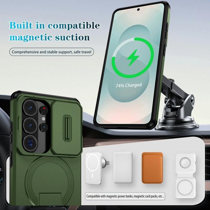 OEM - Mobilskal för Samsung Galaxy S26 Ultra Magnetiskt Kickstand PC + TPU - Grön