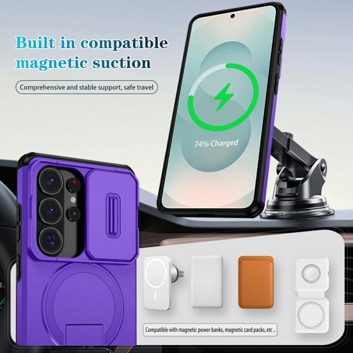 OEM - Mobilskal för Samsung Galaxy S26 Ultra Magnetiskt Kickstand PC + TPU - Lila