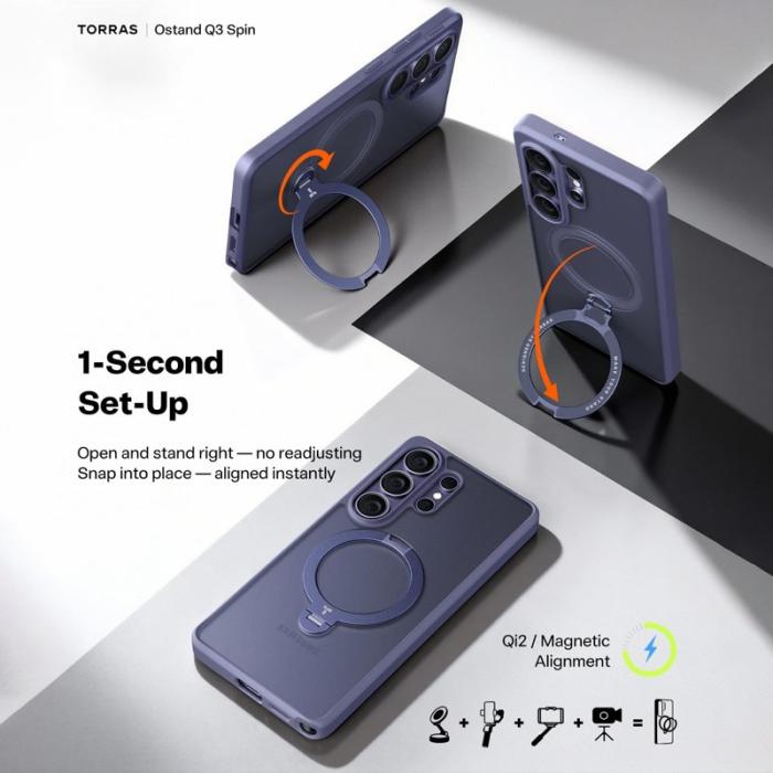 Torras - Torras Mobilskal för Samsung Galaxy S26 Ultra Magnetiskt Kickstand - Mörklila