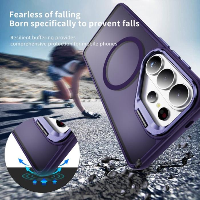 OEM - Mobilskal för Samsung Galaxy S26 Ultra Magnetiskt Kickstand PC + TPU - Mörklila