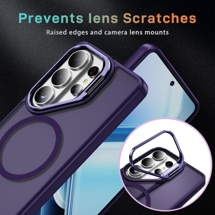 OEM - Mobilskal för Samsung Galaxy S26 Ultra Magnetiskt Kickstand PC + TPU - Mörklila