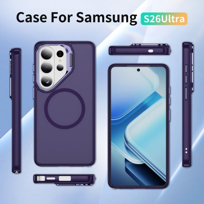 OEM - Mobilskal för Samsung Galaxy S26 Ultra Magnetiskt Kickstand PC + TPU - Mörklila