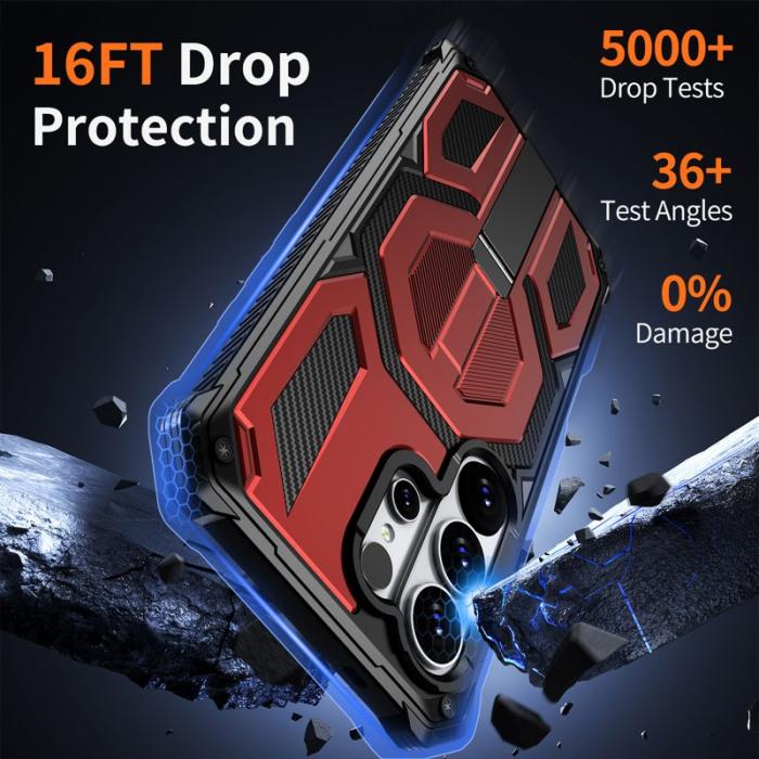 OEM - Mobilskal för Samsung Galaxy S26 Ultra Magnetiskt Kickstand PC + TPU - Röd