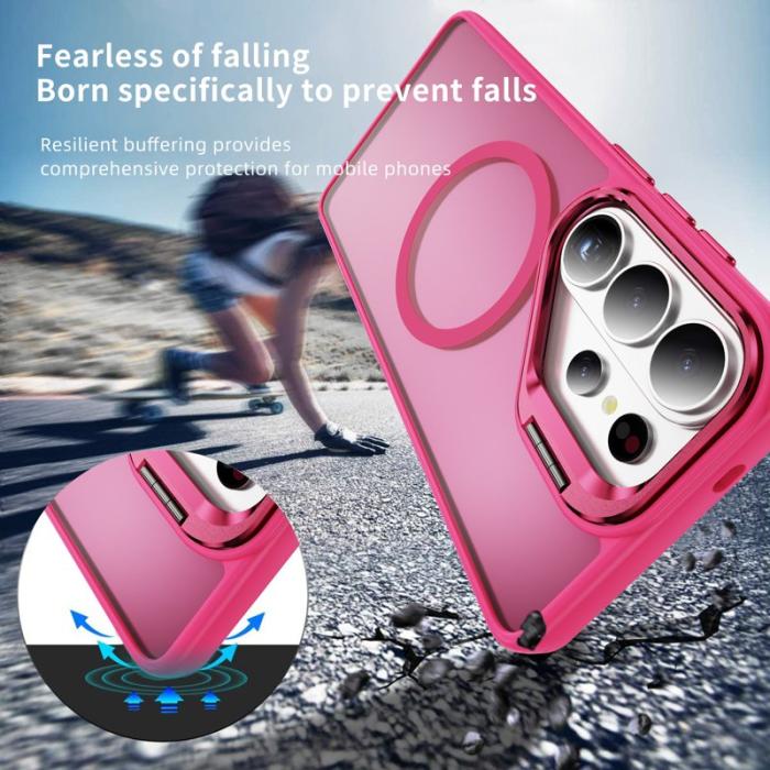 OEM - Mobilskal för Samsung Galaxy S26 Ultra Magnetiskt Kickstand PC + TPU - Rosa