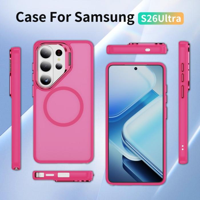 OEM - Mobilskal för Samsung Galaxy S26 Ultra Magnetiskt Kickstand PC + TPU - Rosa