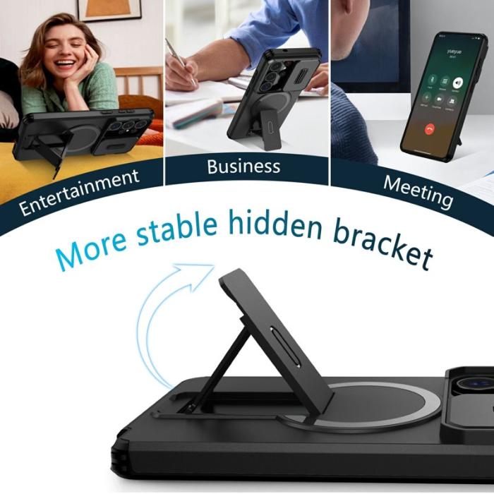 OEM - Mobilskal för Samsung Galaxy S26 Ultra Magnetiskt Kickstand PC + TPU - Svart